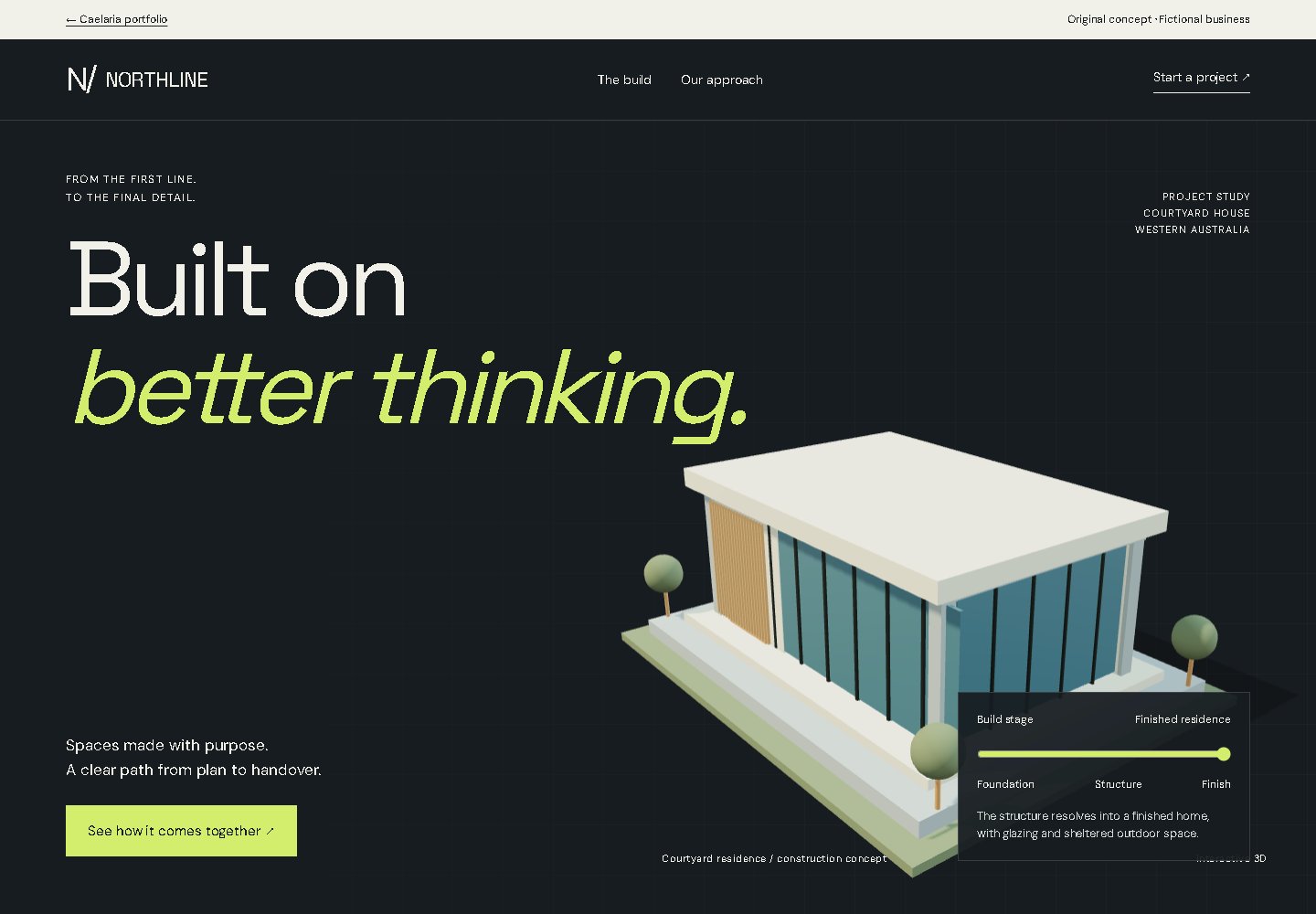Northline construction concept with an interactive residence model